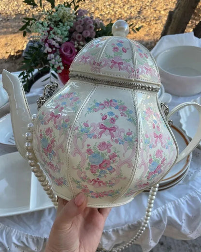 Teapot Bag – Floral White