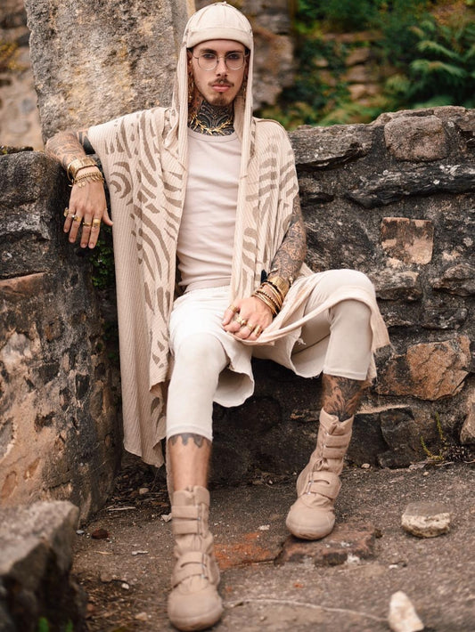 UNISEX SAND TRIBE Kimono Vest In Sand