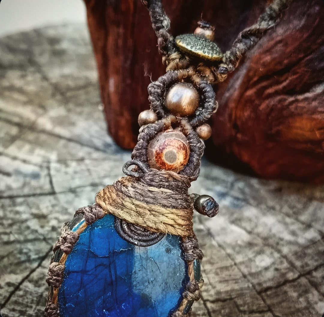 Blue Shaman Stone — Tribal Bone & Labradorite Necklace