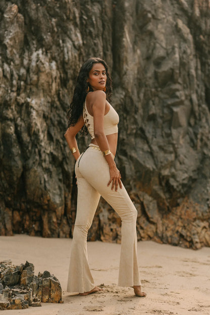 Flare Yoga Pants For in Beige