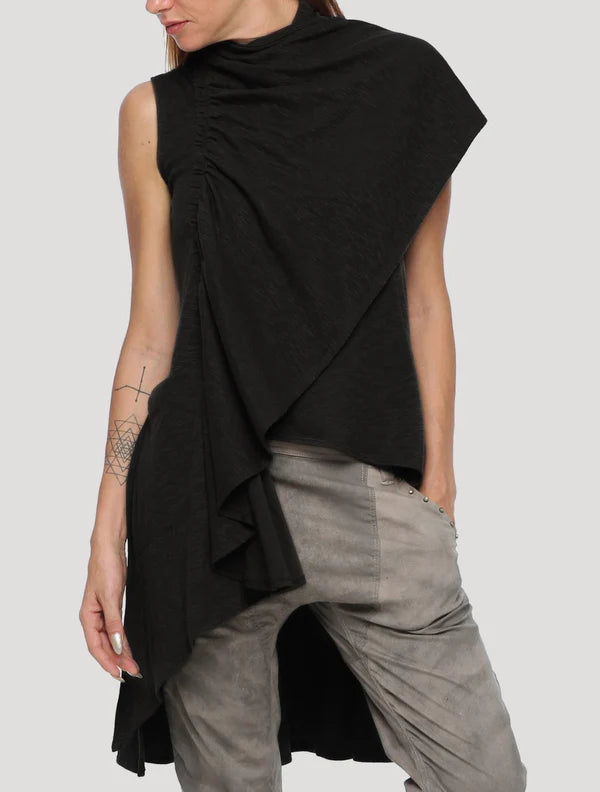 VIRGO Draped Tunic In Black