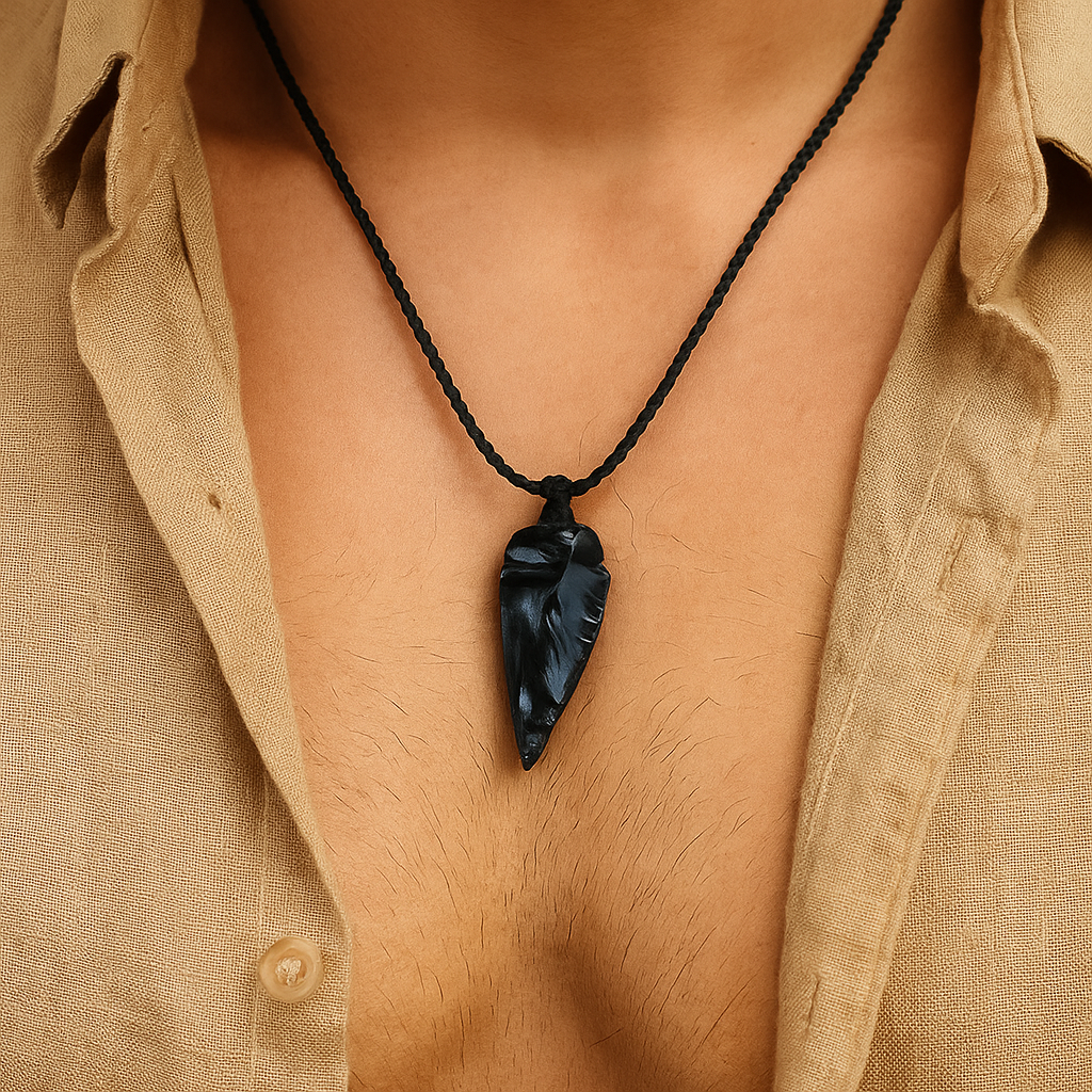 Black Obsidian Arrow Necklace