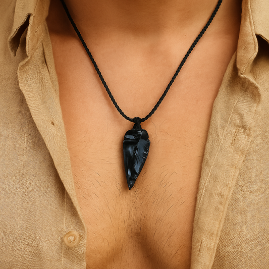 Black Obsidian Arrow Necklace