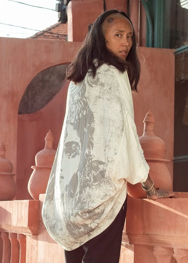 MAHA Unisex Hooded Kimono In White