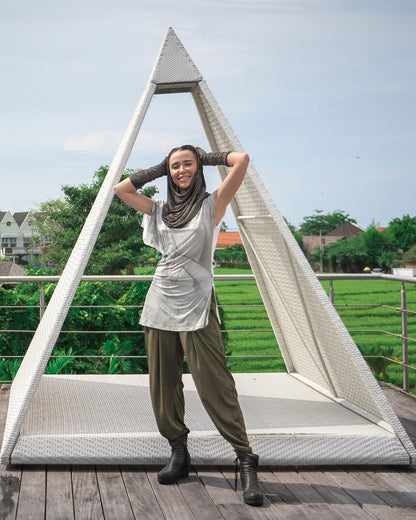 MUDRA Short Sleeves Tunic In Cement