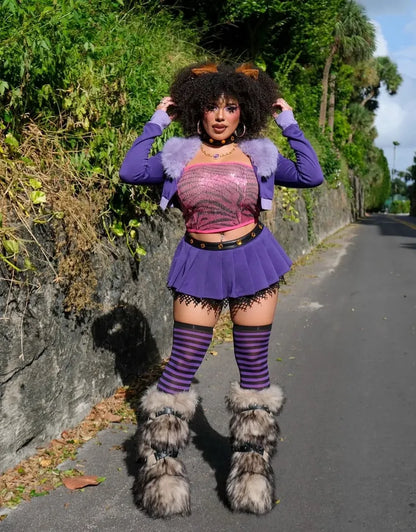 Dirty Off-White High Faux Fur Boots