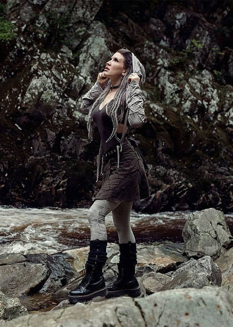 PECOA Hooded Shrug In Cement