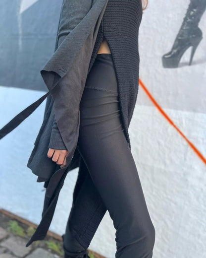 CRIME WO Long Sleeve Hooded Duster Cardigan In Black