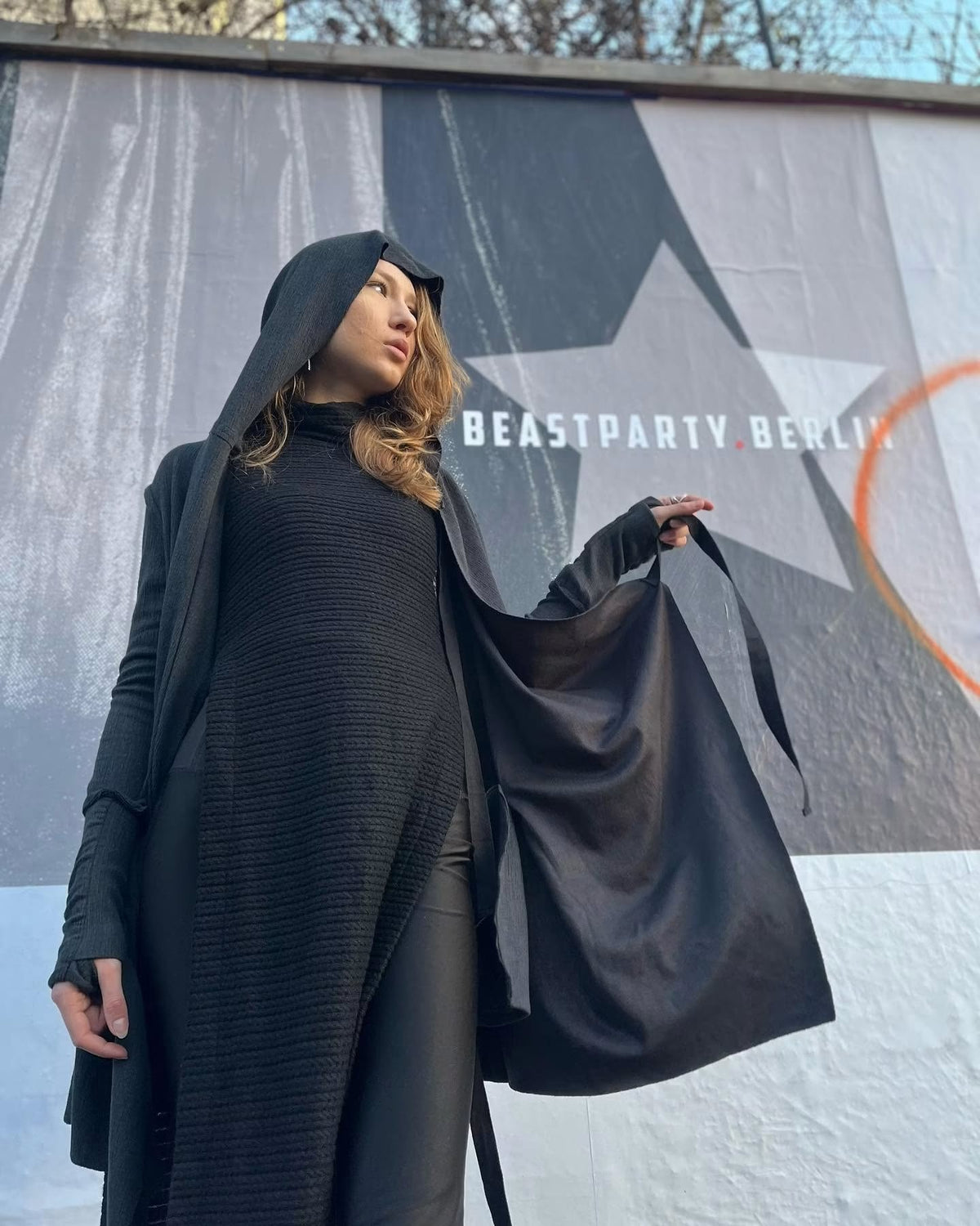CRIME WO Long Sleeve Hooded Duster Cardigan In Black