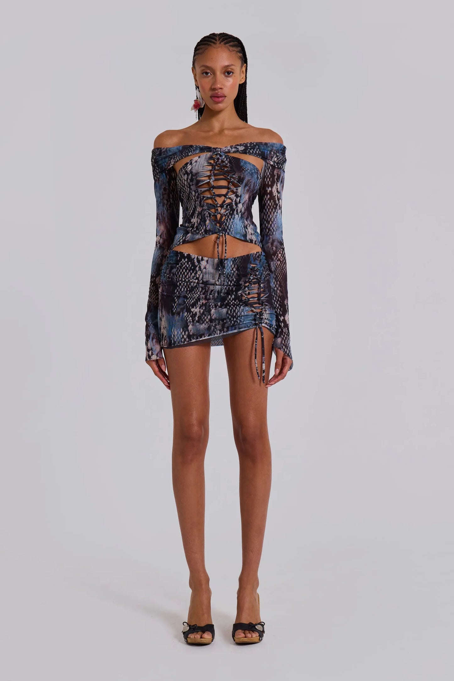 SHELLY Macrame Mesh Mini Dress