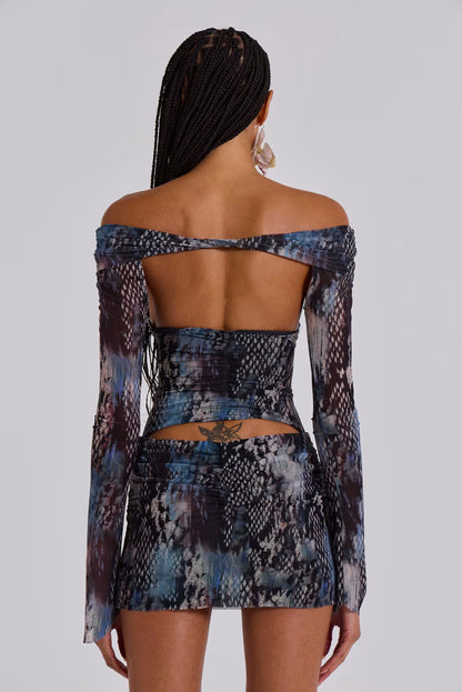 SHELLY Macrame Mesh Mini Dress