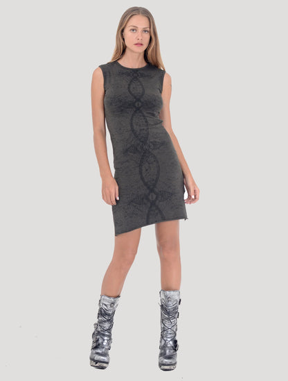 ATLANTIS Sleeveless Mini Dress In Olive Noir