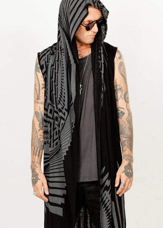 UNISEX ATAR Kimono Vest In Black