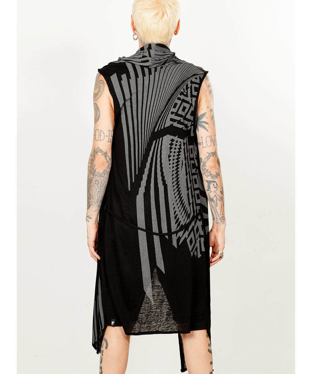 UNISEX ATAR Kimono Vest In Black