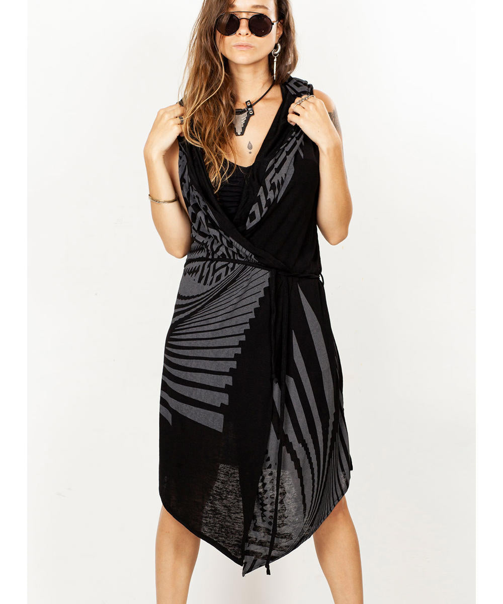 UNISEX ATAR Kimono Vest In Black