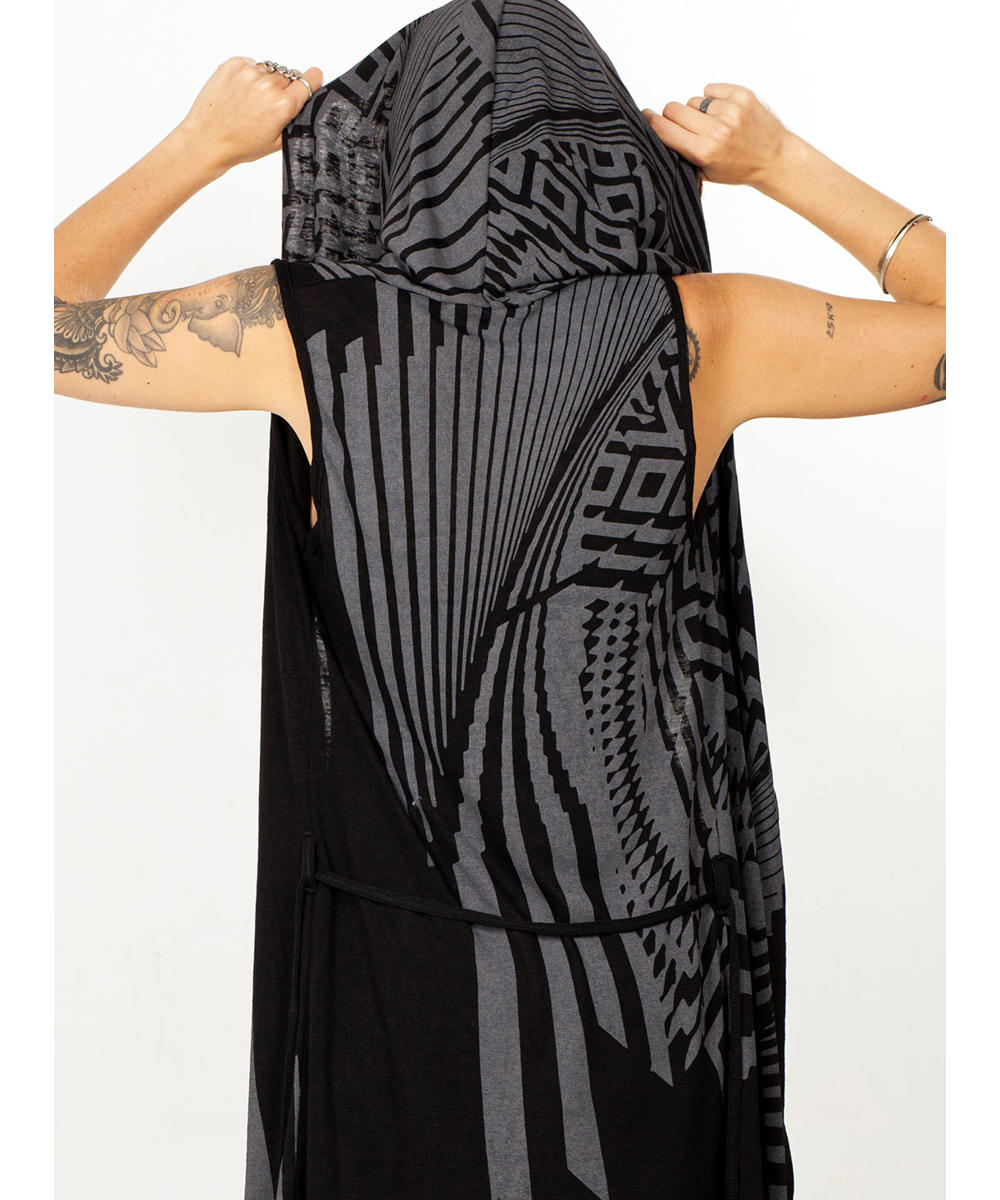UNISEX ATAR Kimono Vest In Black
