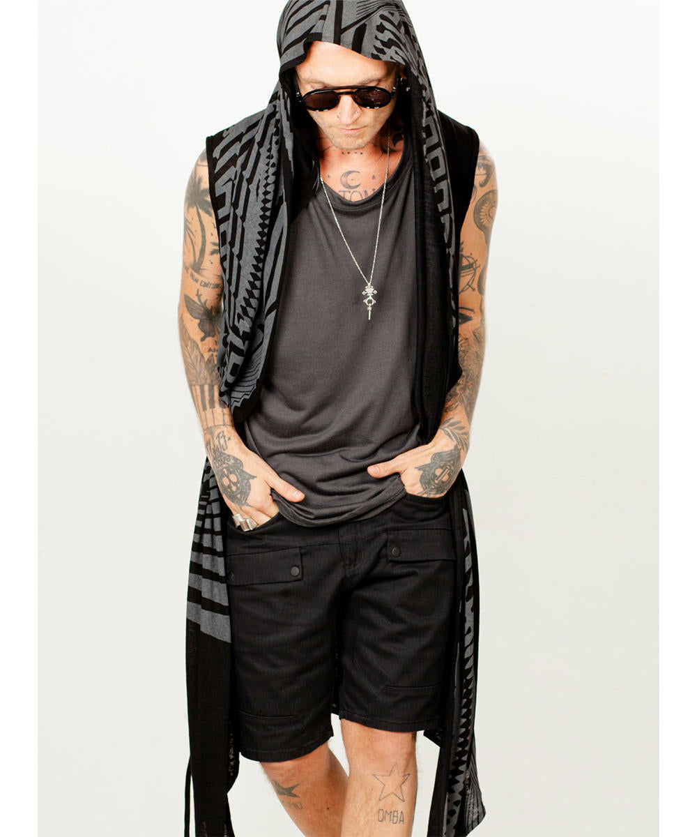 UNISEX ATAR Kimono Vest In Black