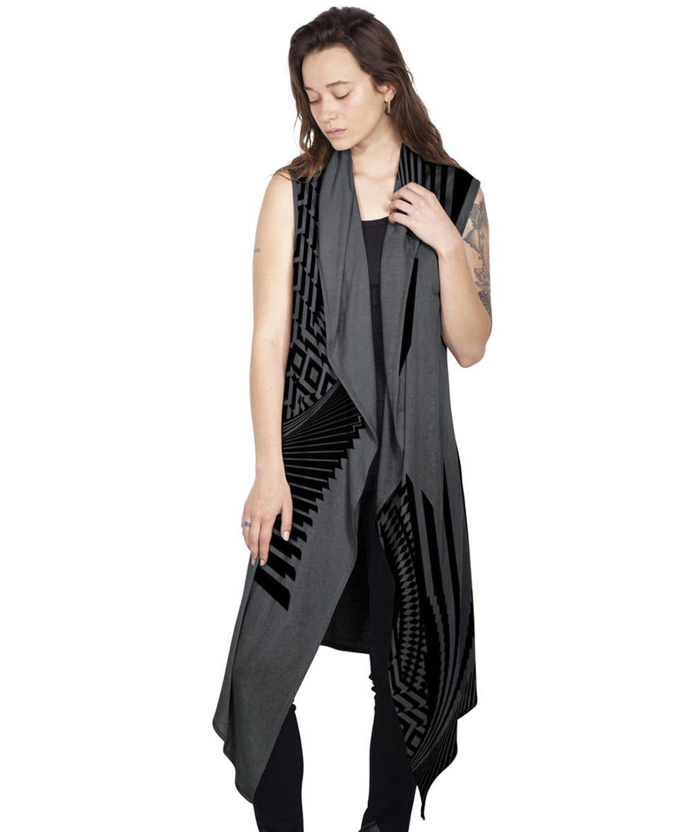 UNISEX ATAR Kimono Vest In Grey