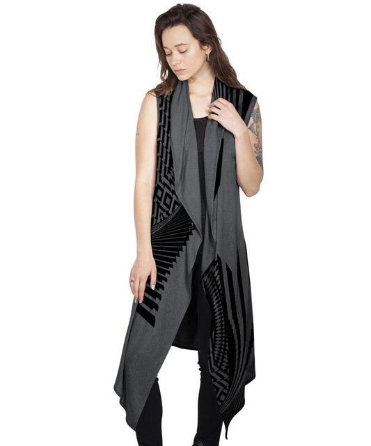 UNISEX ATAR Kimono Vest In Grey