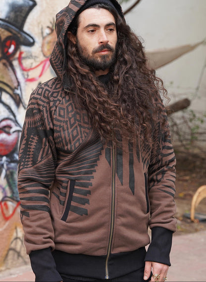 ATAR Zipped Hood In Brown