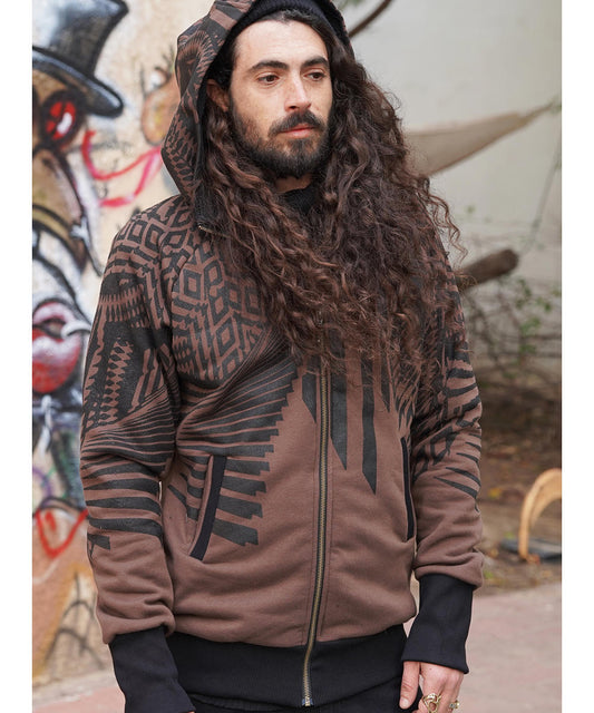 ATAR Zipped Hood In Brown