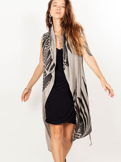ATAR WO Kimono Vest In Sand Stone