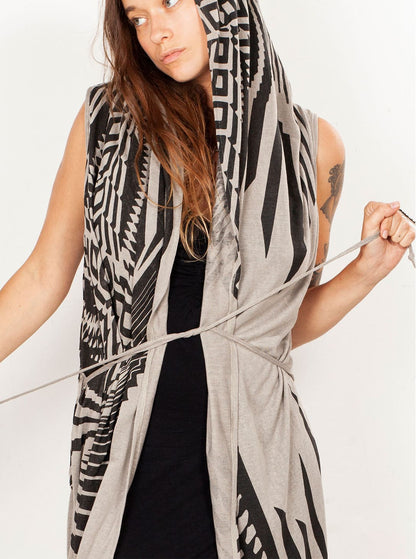 ATAR WO Kimono Vest In Sand Stone
