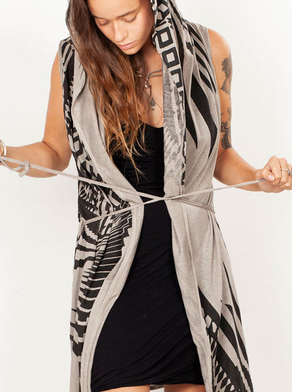 ATAR WO Kimono Vest In Sand Stone