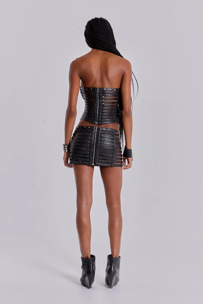 Nyx Faux Leather  Faux Leather Corset Top