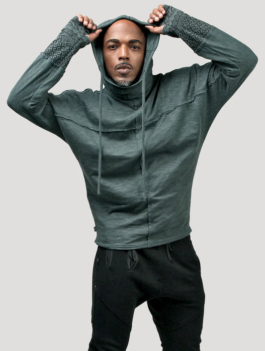 BAGGY SLUB Hoodie Sweater In Teal