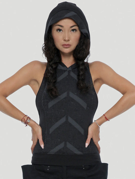 Bogo Hooded Singlet In Black
