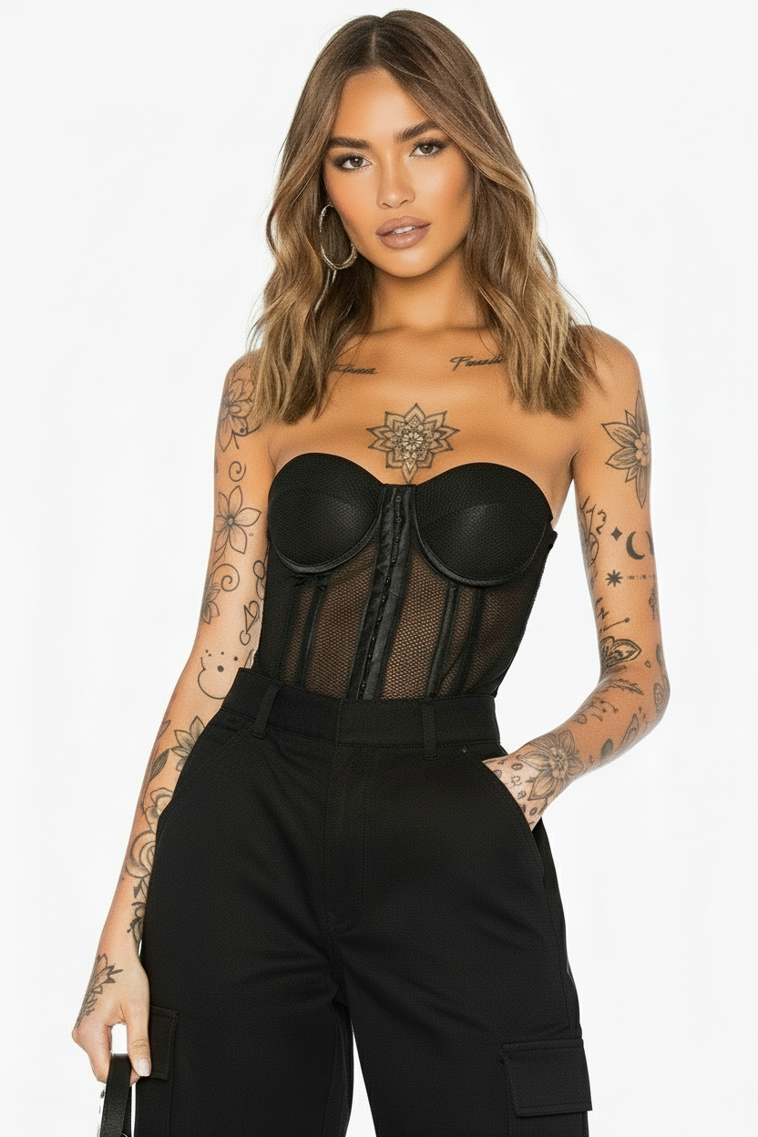 Jenny Mesh Corset - Black