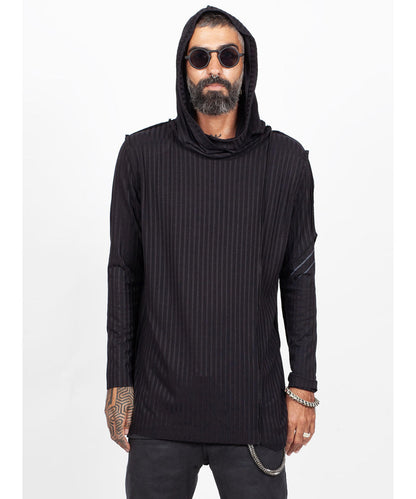 CATALIST UNISEX Long Sleeve Hooded Shirt In Black