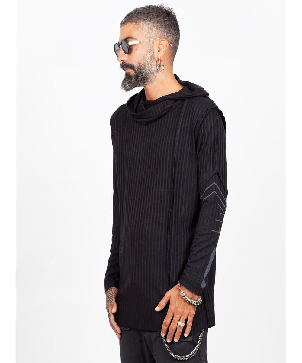 CATALIST UNISEX Long Sleeve Hooded Shirt In Black