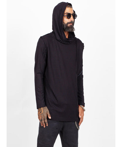 CATALIST UNISEX Long Sleeve Hooded Shirt In Black