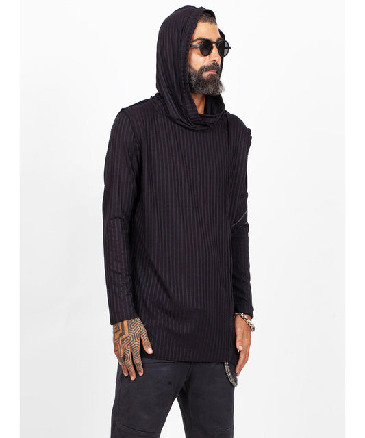 CATALIST UNISEX Long Sleeve Hooded Shirt In Black