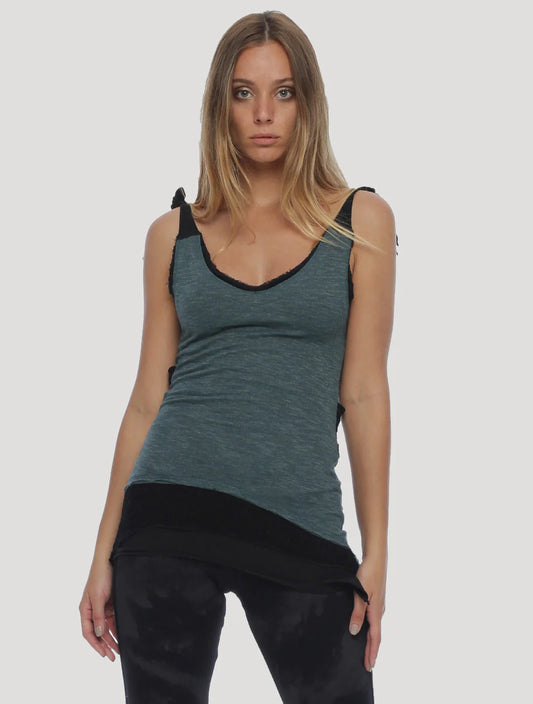 CHICA RMS Adjustable Sleeveless Top In Teal