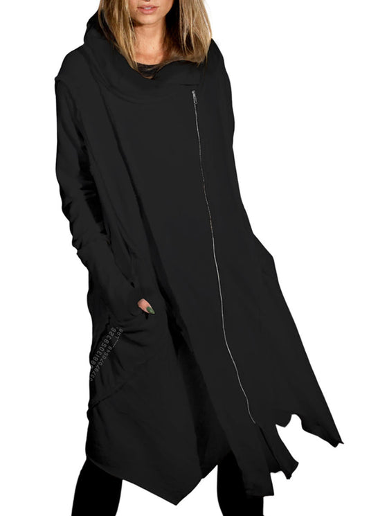 CUTSY WO Hooded Long Jacket In Black