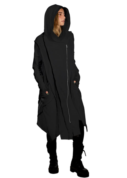 CUTSY WO Hooded Long Jacket In Black