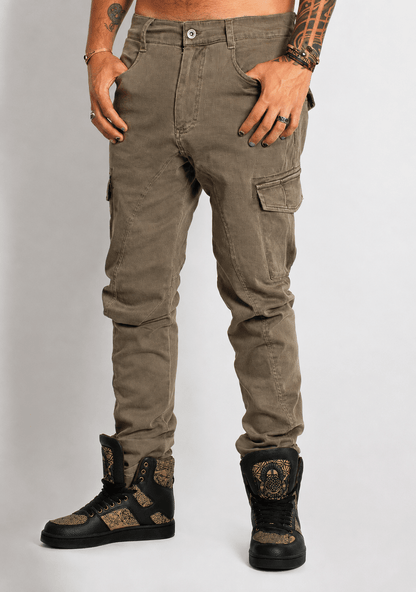 RIOT Heavy Drill Cotton Cargo Pants In Stone