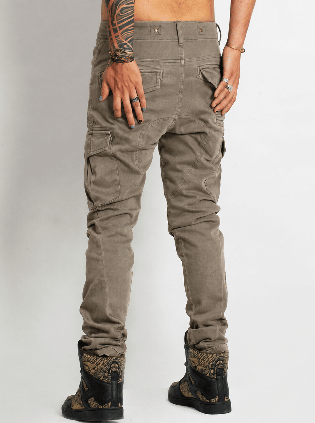 RIOT Heavy Drill Cotton Cargo Pants In Stone