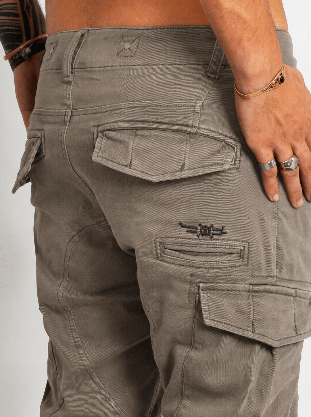 RIOT Heavy Drill Cotton Cargo Pants In Stone