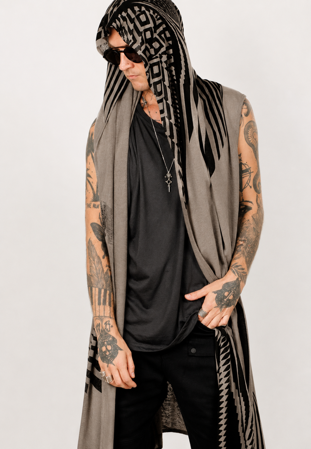 ATAR Unisex Kimono Vest In Moka