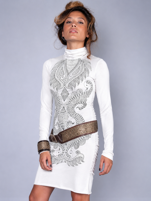 MAHA Long Sleeves Midi Dress In Off-White