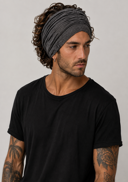 SLUB Unisex Bandana Beanie In Charcoal