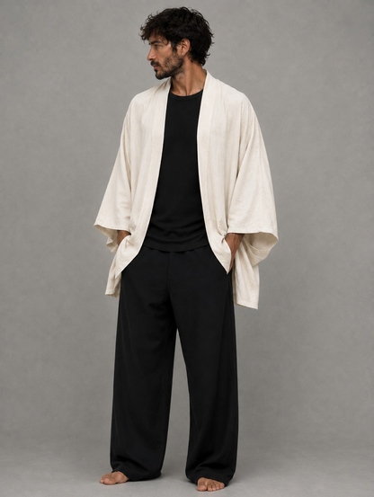 MAHA Unisex Hooded Kimono In White