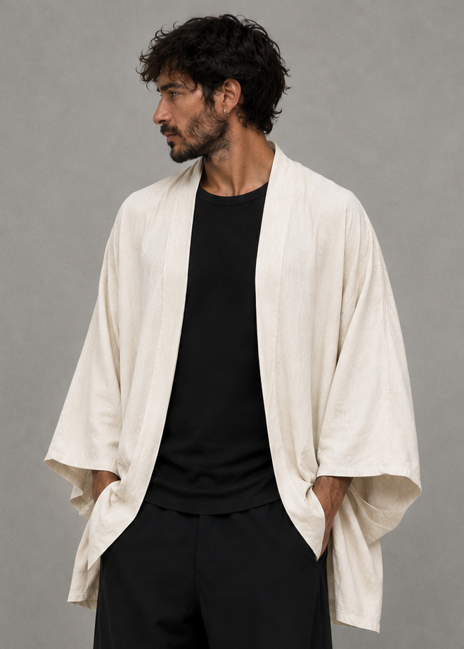 MAHA Unisex Hooded Kimono In White