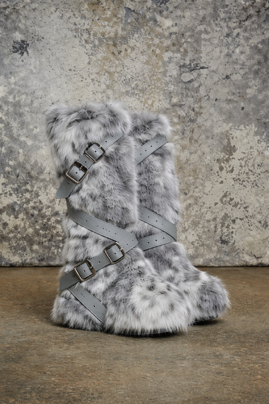 White High Faux Fur Boots