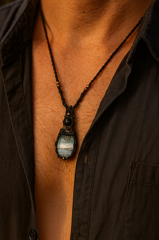 Blue Aragonite Macramé Necklace