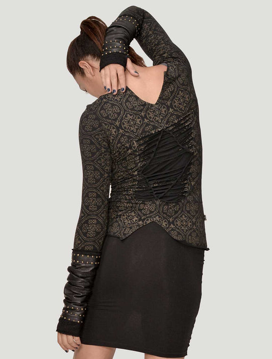 DRAG BRAIDED Long Sleeve top In Black